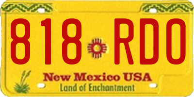 NM license plate 818RDO