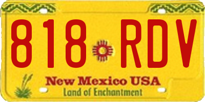 NM license plate 818RDV