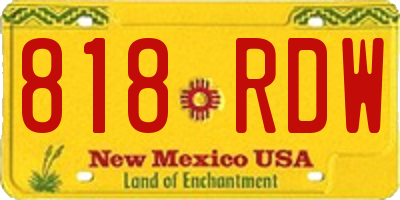 NM license plate 818RDW