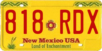 NM license plate 818RDX