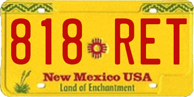 NM license plate 818RET