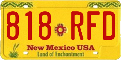 NM license plate 818RFD