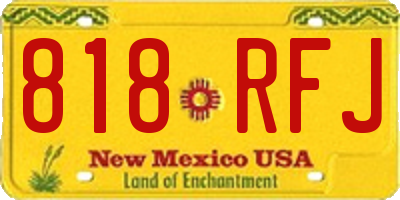 NM license plate 818RFJ