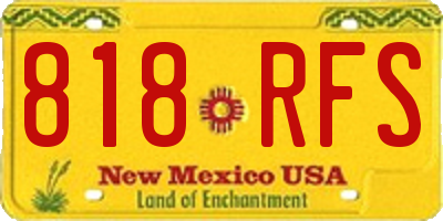 NM license plate 818RFS