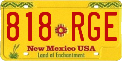 NM license plate 818RGE