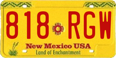 NM license plate 818RGW