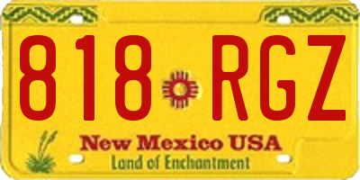 NM license plate 818RGZ