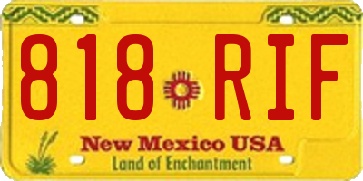 NM license plate 818RIF