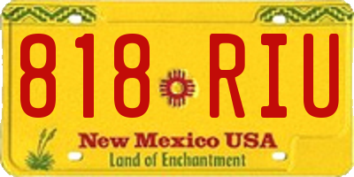 NM license plate 818RIU