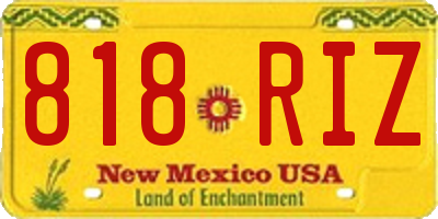 NM license plate 818RIZ