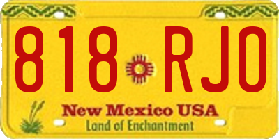 NM license plate 818RJO