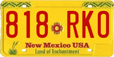 NM license plate 818RKO