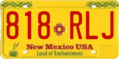 NM license plate 818RLJ