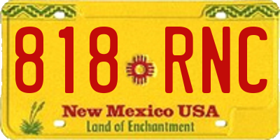 NM license plate 818RNC