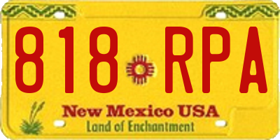 NM license plate 818RPA