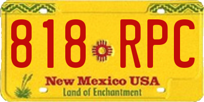 NM license plate 818RPC