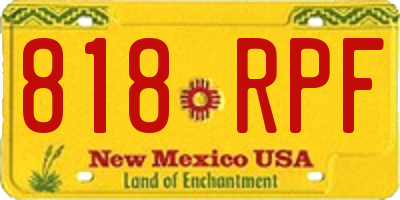 NM license plate 818RPF