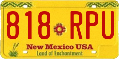 NM license plate 818RPU