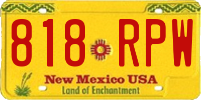 NM license plate 818RPW