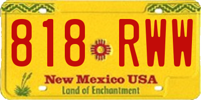NM license plate 818RWW