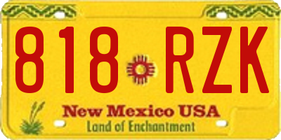 NM license plate 818RZK