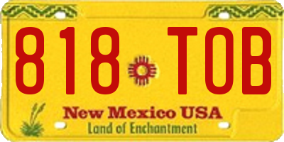 NM license plate 818TOB