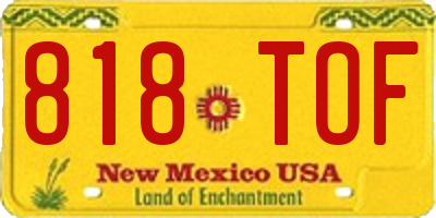 NM license plate 818TOF