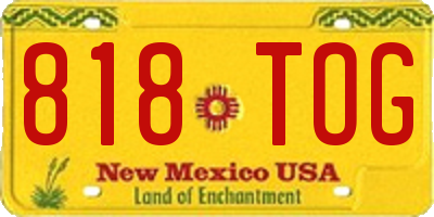 NM license plate 818TOG