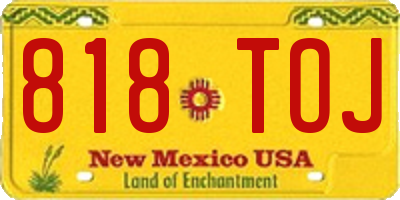 NM license plate 818TOJ