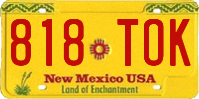 NM license plate 818TOK