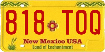 NM license plate 818TOQ