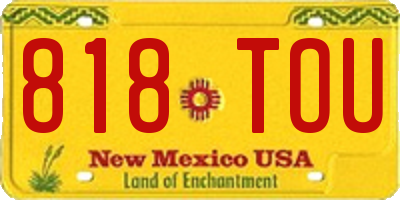 NM license plate 818TOU