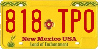 NM license plate 818TPO