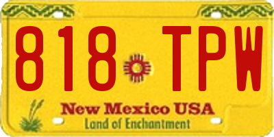 NM license plate 818TPW