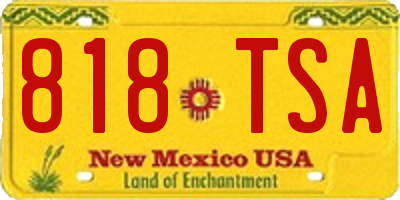 NM license plate 818TSA