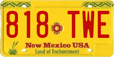 NM license plate 818TWE