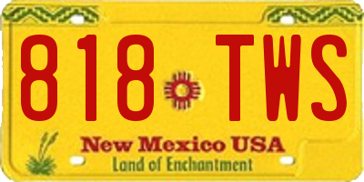 NM license plate 818TWS
