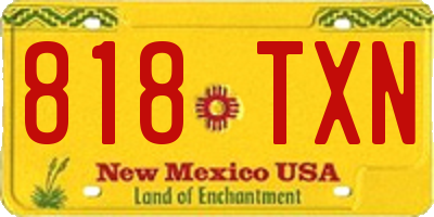NM license plate 818TXN