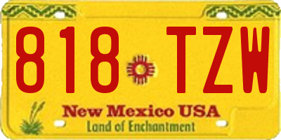 NM license plate 818TZW