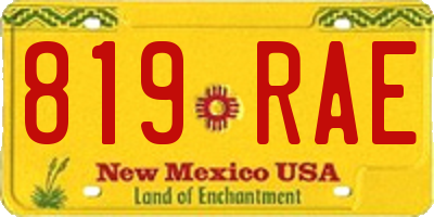 NM license plate 819RAE