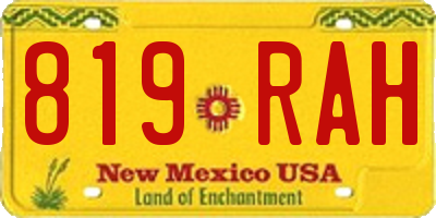 NM license plate 819RAH