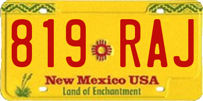 NM license plate 819RAJ