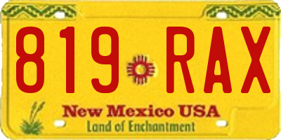 NM license plate 819RAX