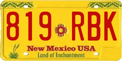 NM license plate 819RBK