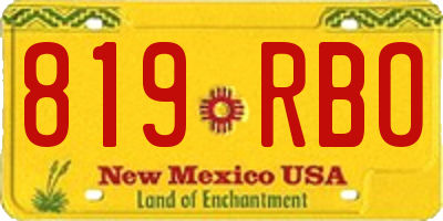 NM license plate 819RBO