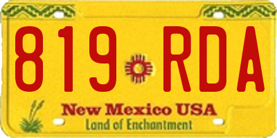 NM license plate 819RDA