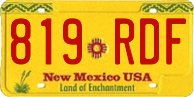 NM license plate 819RDF