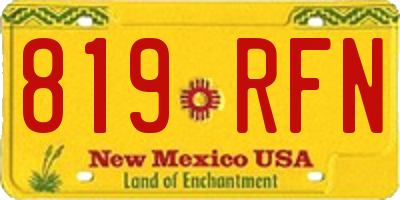 NM license plate 819RFN