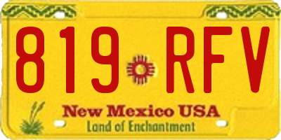 NM license plate 819RFV
