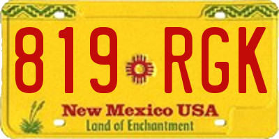 NM license plate 819RGK